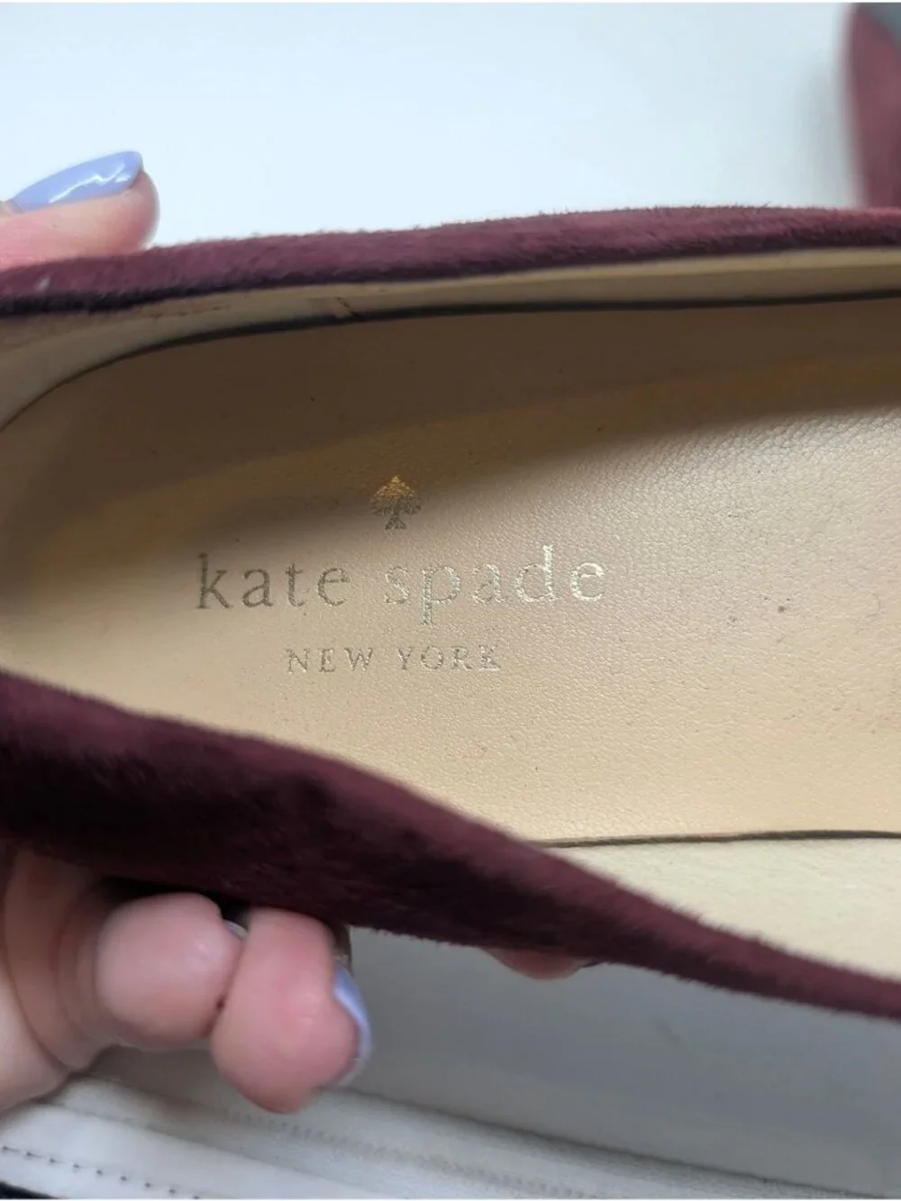 Kate Spade Burgundy Ballet Flats 6 Suede Patent Leather